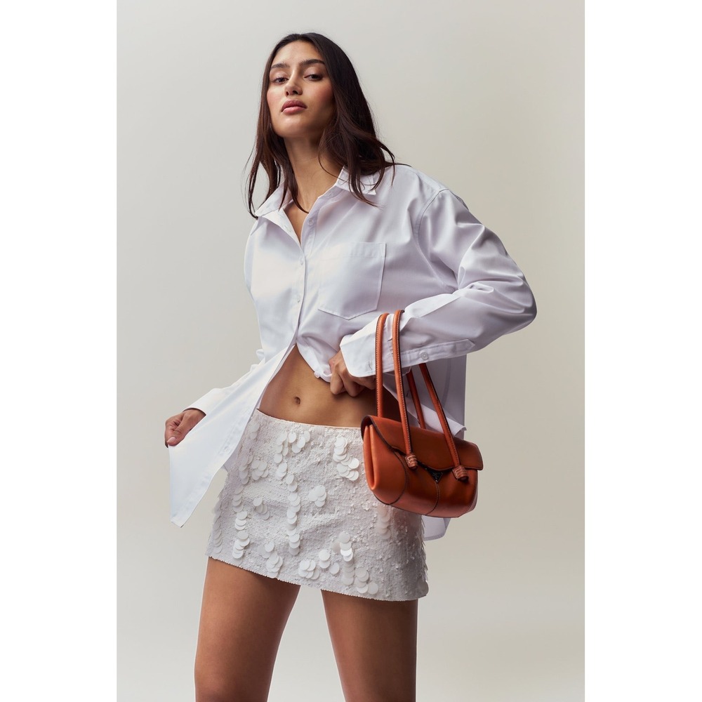 Guizio Low Rise Paillette Sequin Skirt in
Seashell White Size XS